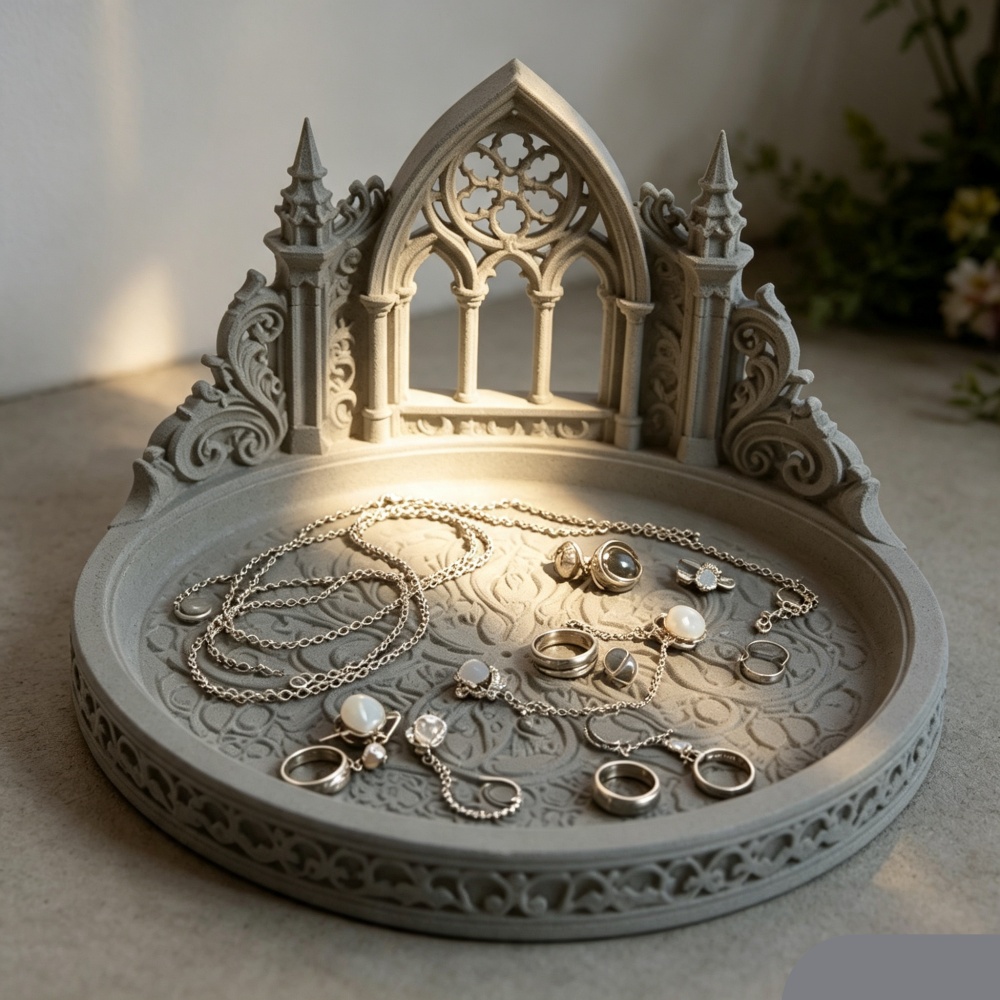 3D Printed White Gothic Cathed - огляд і ціна Jewelry Making Desk
